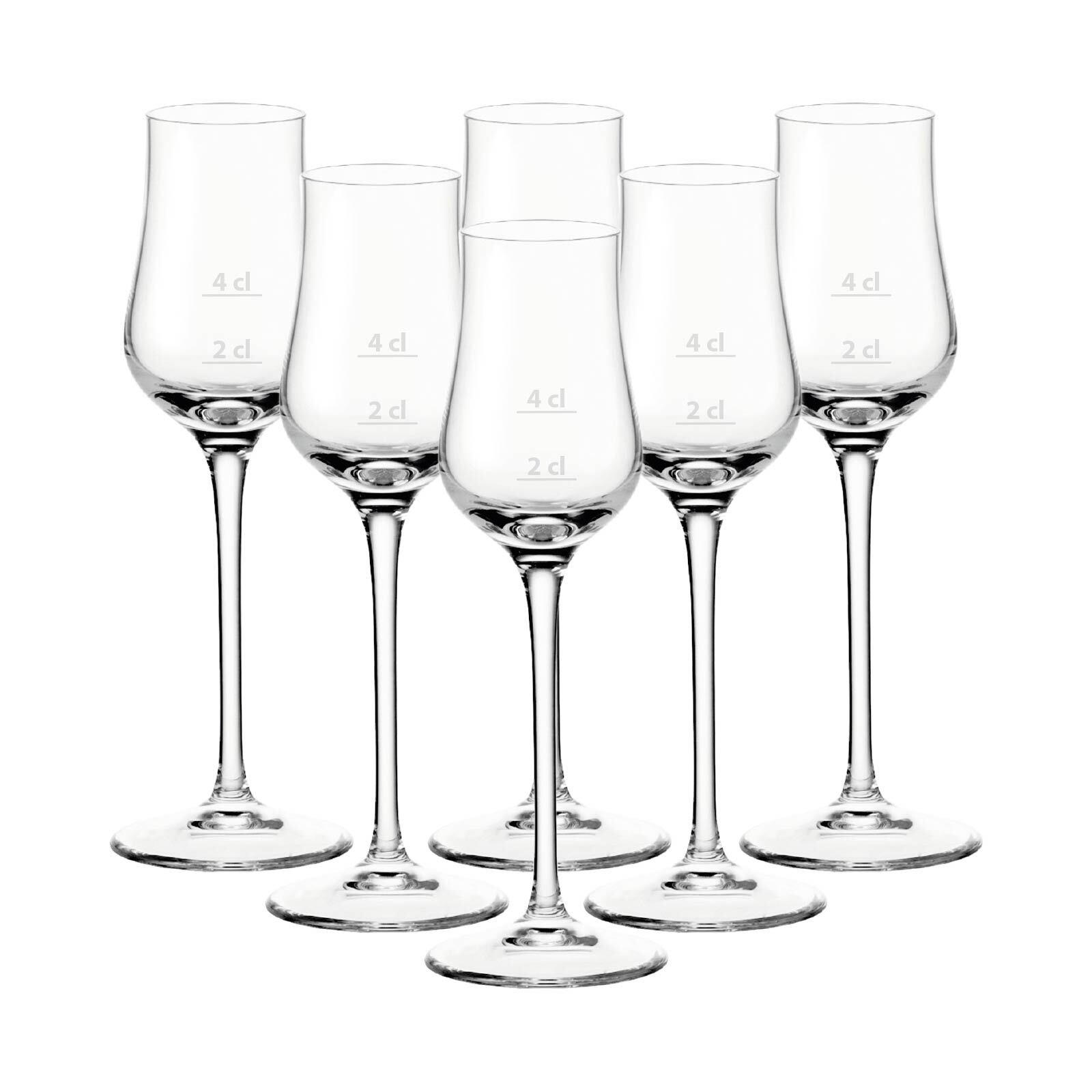 GRAPPAGLÄSER MIT FÜLLSTRICHEN Puccini Gastro-Edition transparent 2 & 4 cl 6er Set - Transparent, Glas (0.04L) - Leonardo Living