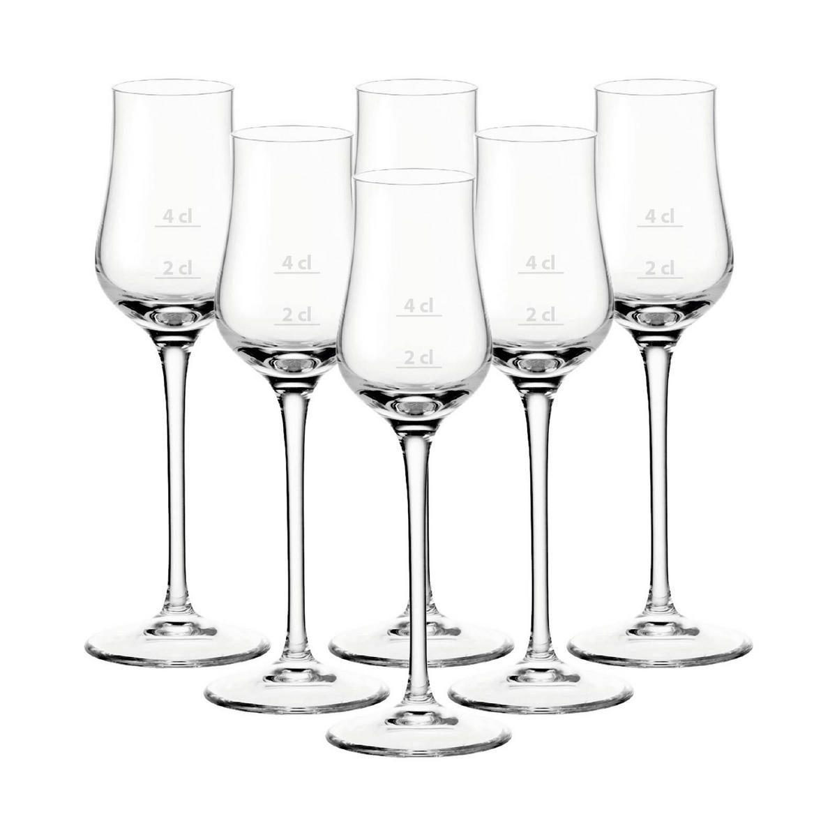 GRAPPAGLÄSER MIT FÜLLSTRICHEN Puccini Gastro-Edition transparent 2 & 4 cl 6er Set - Transparent, Glas (0.04L) - Leonardo Living