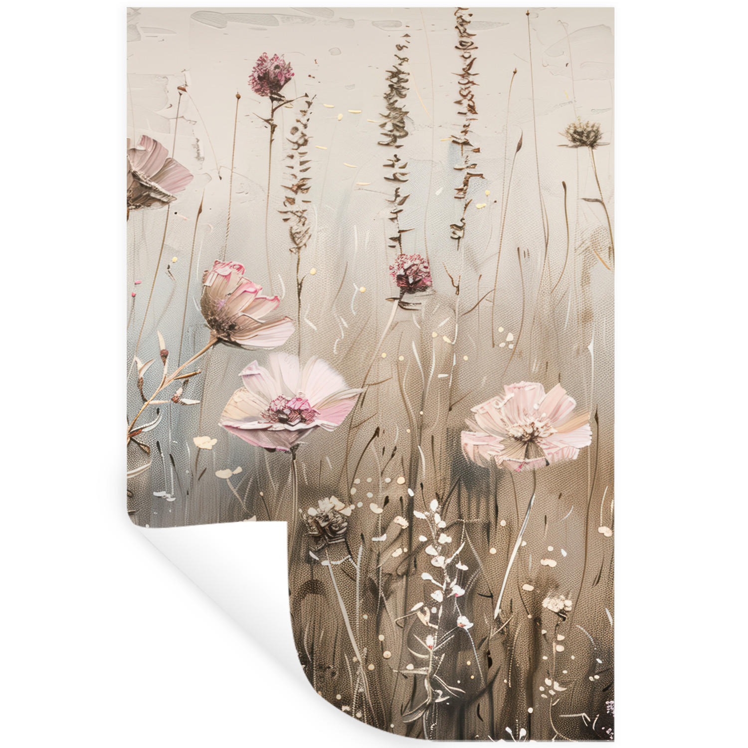 WANDTATTOO Blumen - Rosa - Modern - Beige 80x120 cm - Beige, Kunststoff (80/120/0.1cm) - MuchoWow