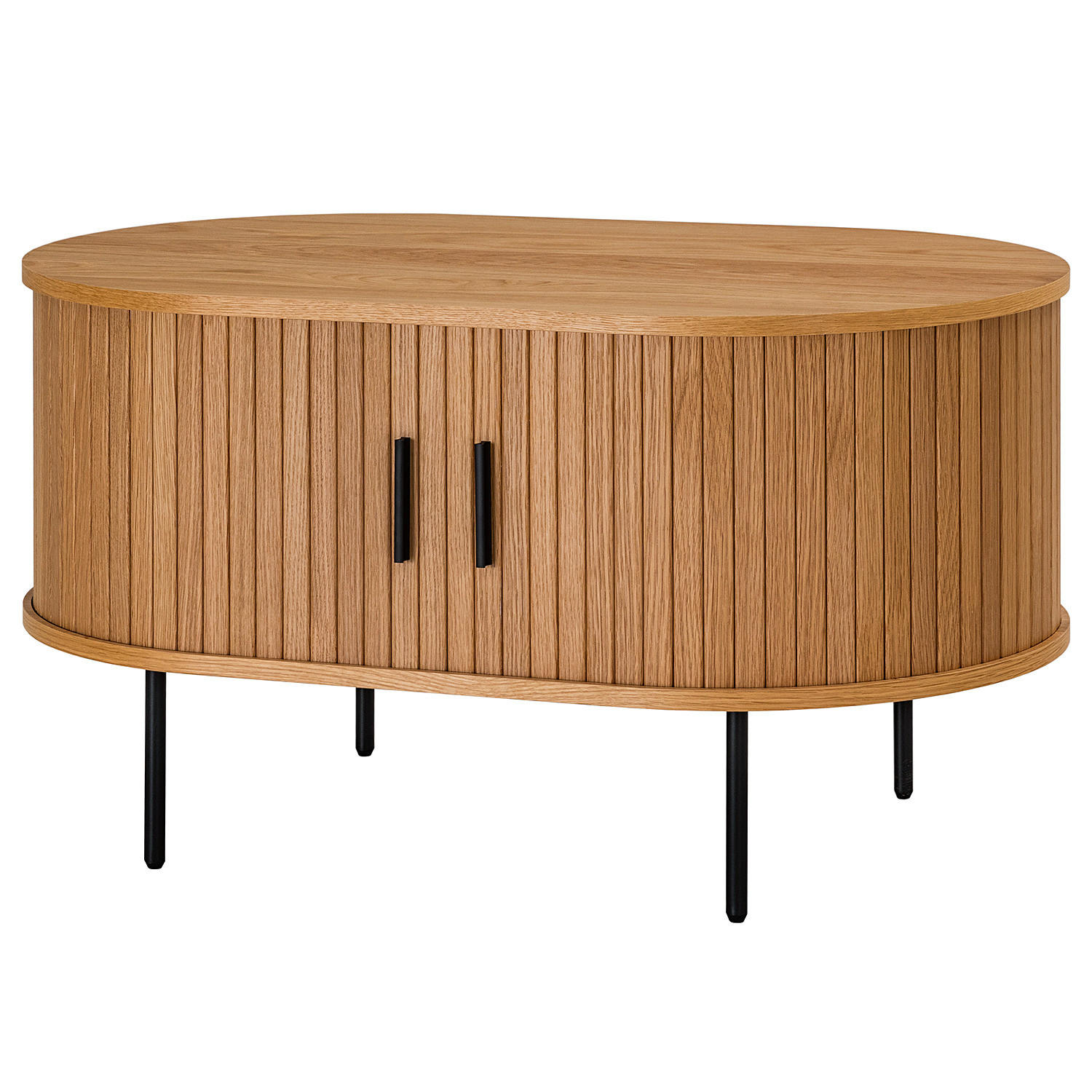 KOMMODE COUCHTISCH - Echtholzfurnier - Eichefarben/Schwarz, Holzwerkstoff/Metall (60/100/55cm) - home24