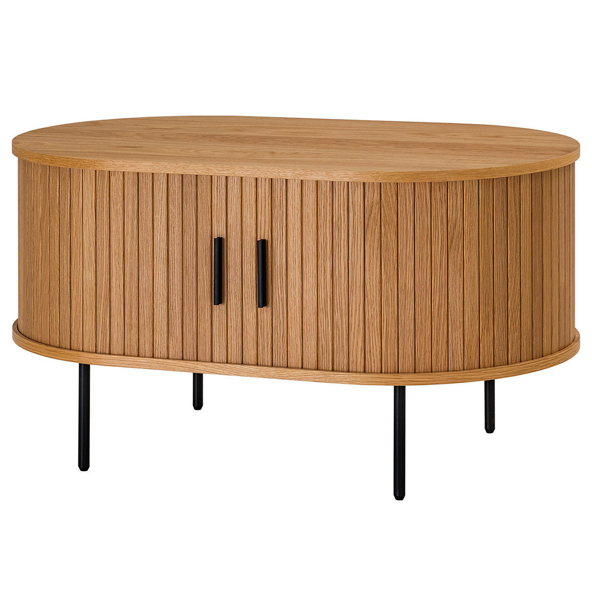 KOMMODE COUCHTISCH - Echtholzfurnier - Eichefarben/Schwarz, Holzwerkstoff/Metall (60/100/55cm) - home24