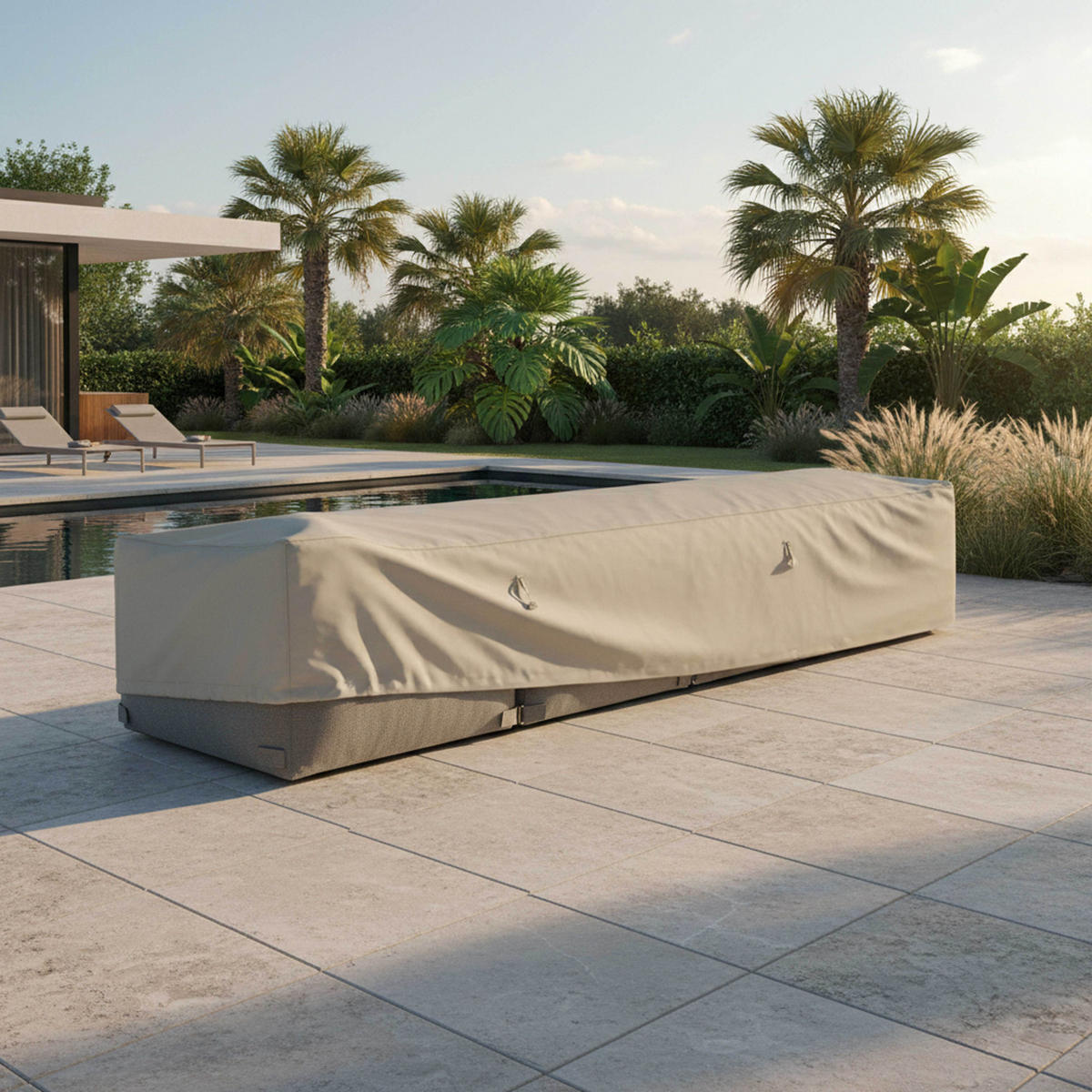 GARTENMÖBELHÜLLE, Beige - Beige, Textil (92/60/347cm) - Oviala