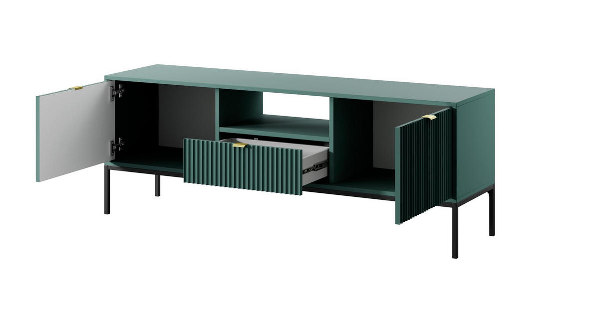 TV-SCHRANK Font 154x56x39 cm - Lowboard mit Stauraum - Tv Ständer aus Laminierter Spanplatte - Grün - Grün, Holzwerkstoff (154/56/39cm) - Chilly