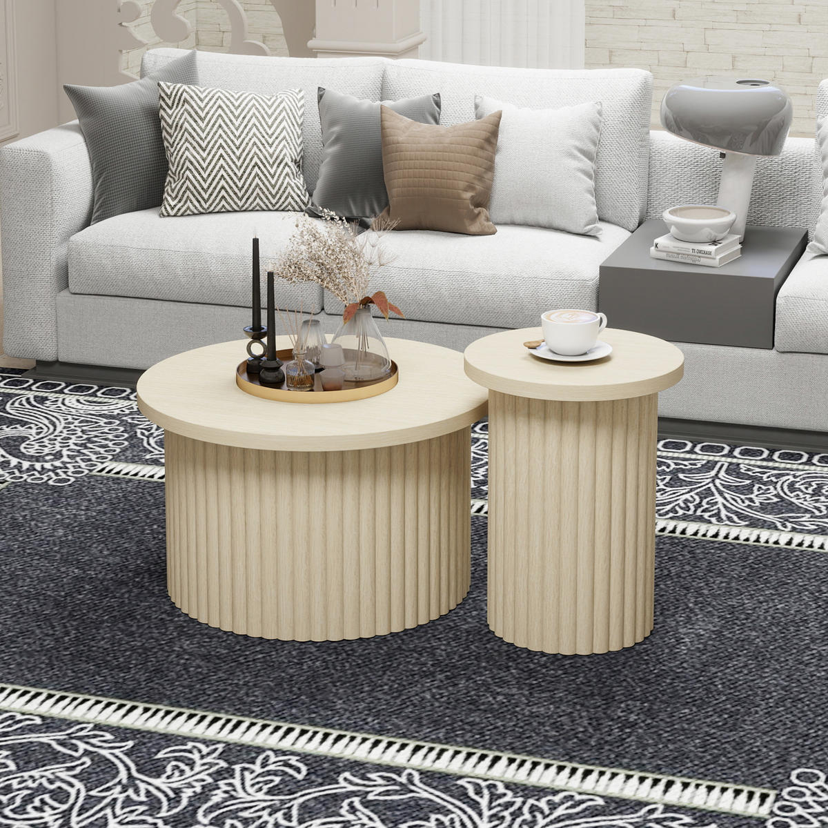 COUCHTISCH – 2er-Set mit Holzoptik - Sonoma Eiche, Holzwerkstoff (69/69/40.5cm) - Urban Meuble