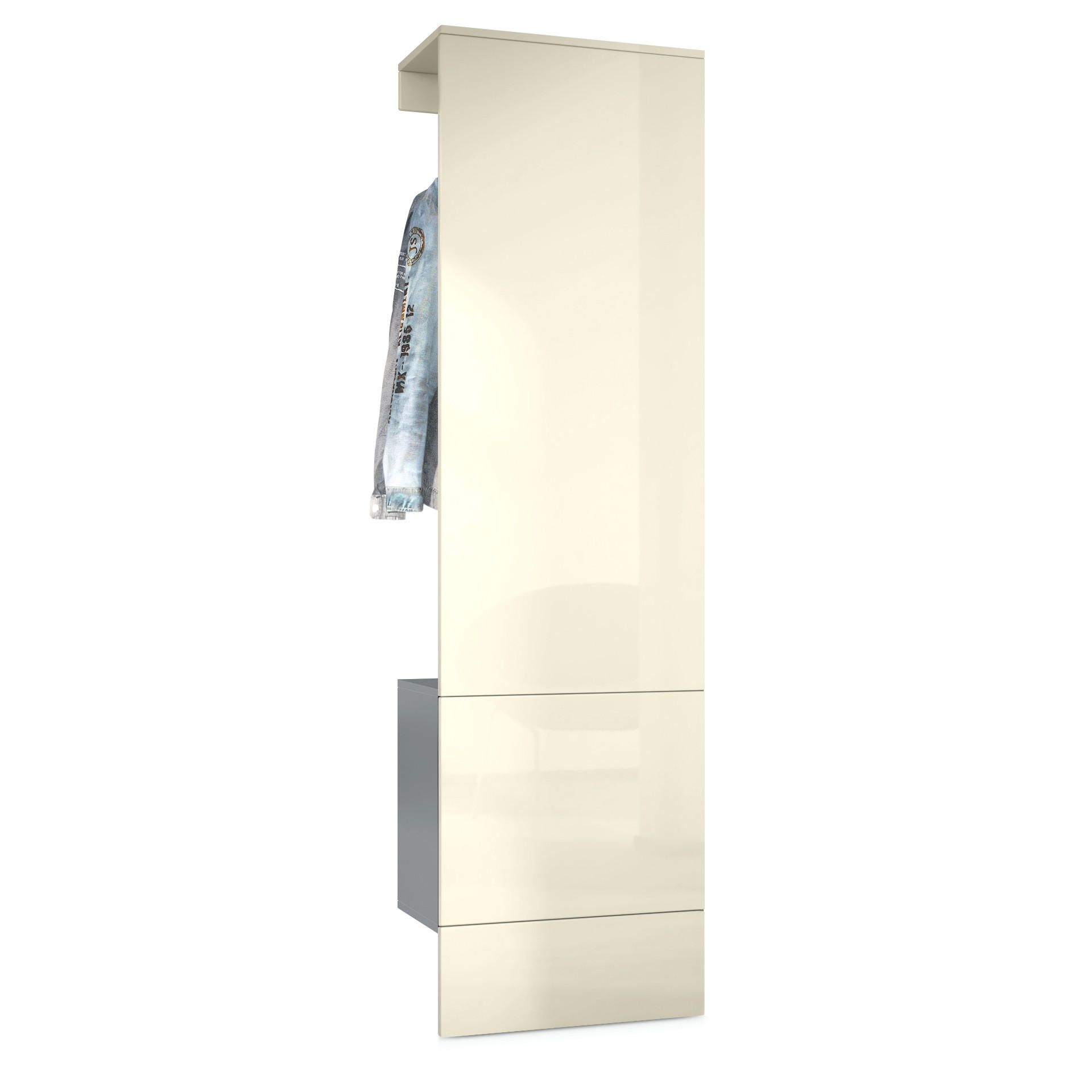 GARDEROBE Carlton Paneel in Creme Hochglanz - Creme, Holzwerkstoff (52/193/35cm) - Vladon