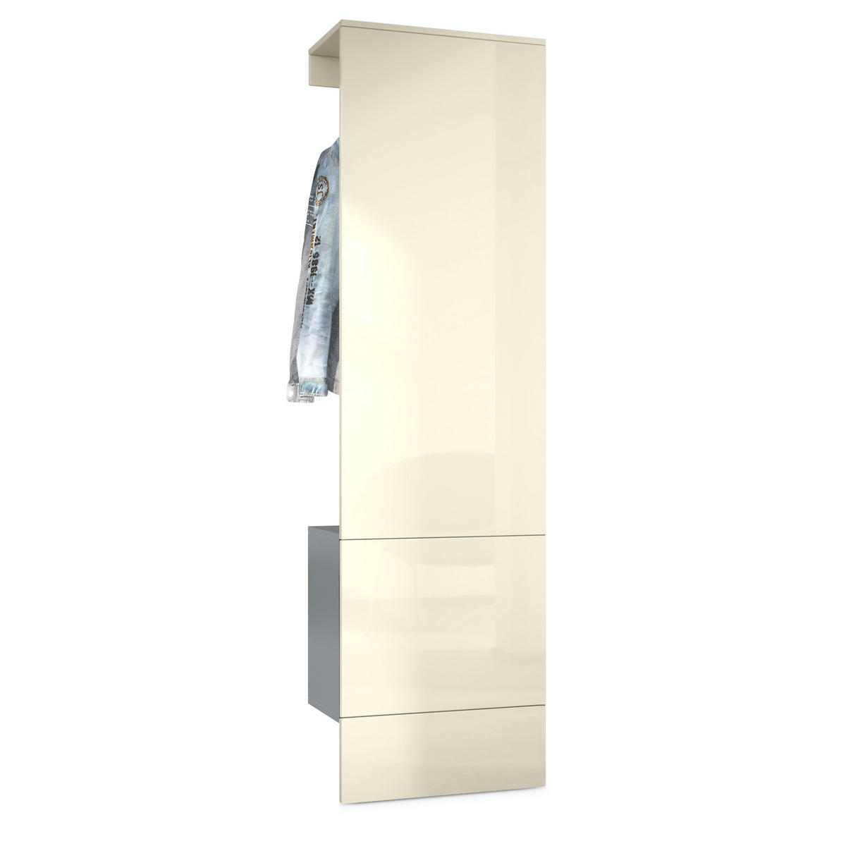 GARDEROBE Carlton Paneel in Creme Hochglanz - Creme, Holzwerkstoff (52/193/35cm) - Vladon