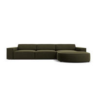 ECKSOFA rechts Jodie aus Samt grün 4 Sitzplätze - Grün, Textil (166/284cm) - Micadoni