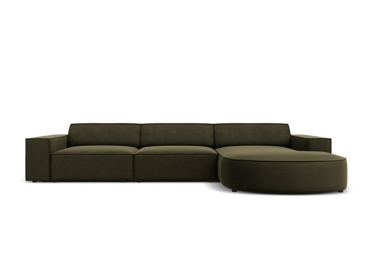 ECKSOFA rechts Jodie aus Samt grün 4 Sitzplätze - Grün, Textil (166/284cm) - Micadoni