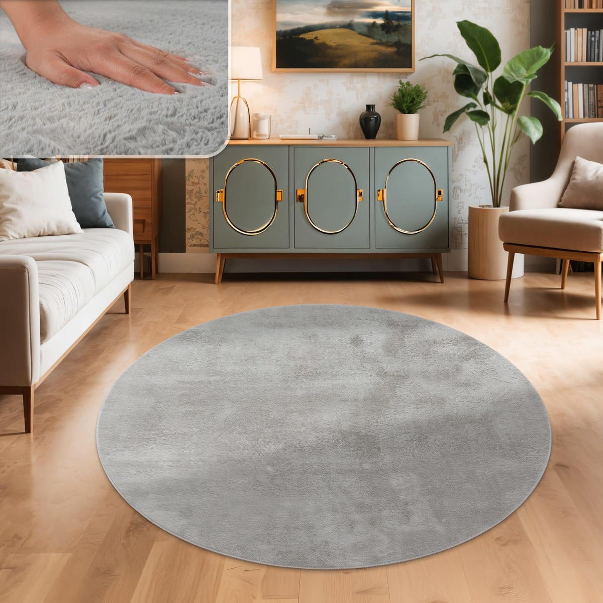 HOCHFLORTEPPICH 160/160 cm Soft 380 - Grau, Textil (160/160cm) - Paco Home