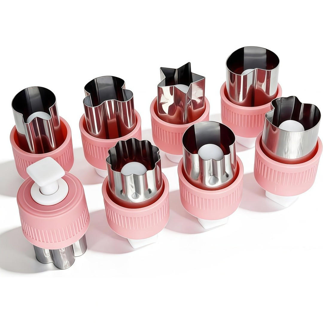 KINDERKÜCHE 8 Stück Schneider, Edelstahl, mit Ausstoßer - Pink, Metall (3/6/3cm) - Authentics