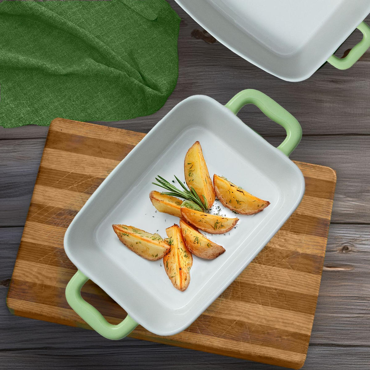 AUFLAUFBACKFORM Porzellan 26 x 17 x 5 cm - Grün, Keramik (17/5/26cm) - Intirilife