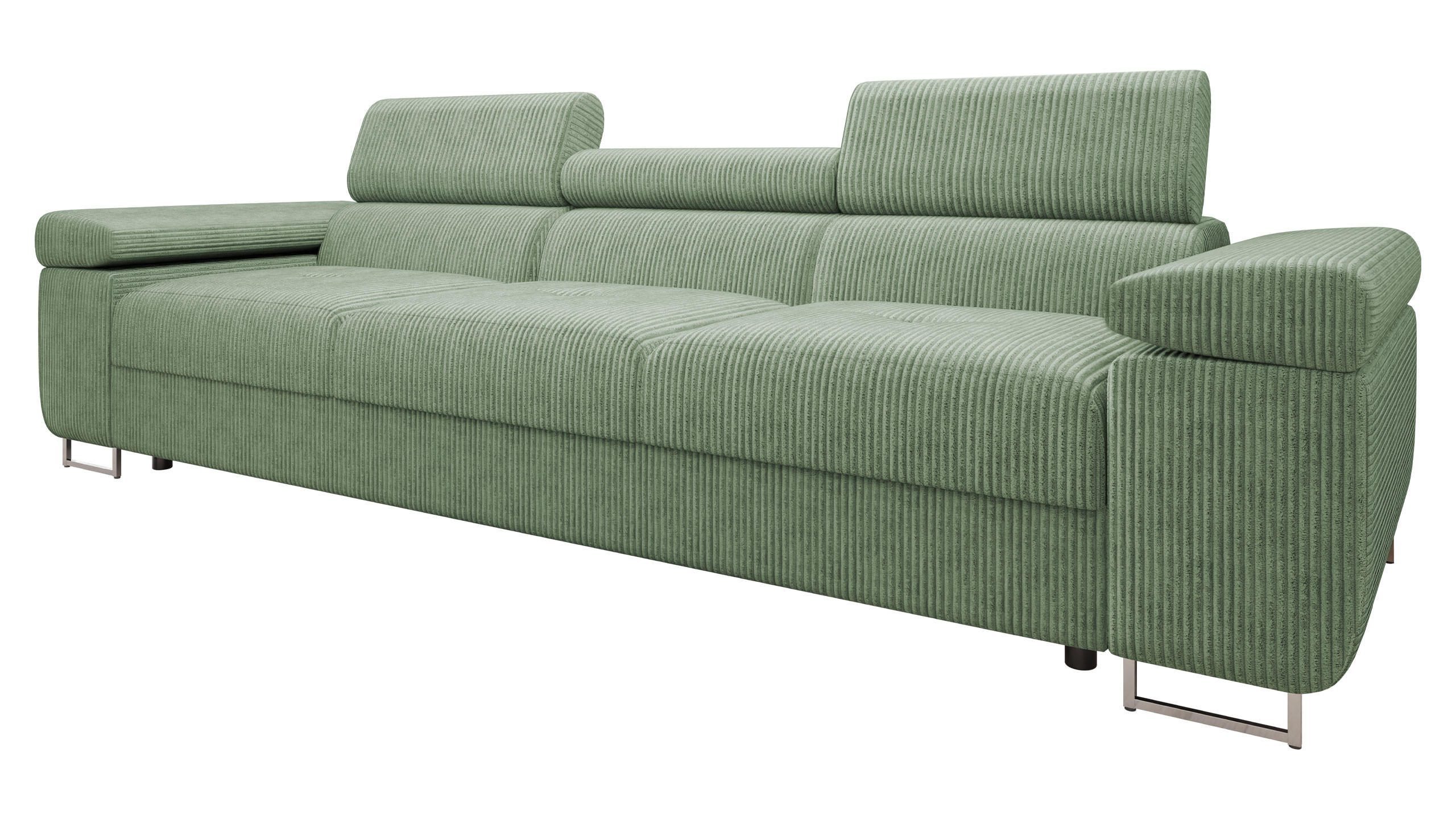 SOFA Torezio 3 Cord - Hellgrün, Holz/Textil (263/90/102cm) - MIRJAN24