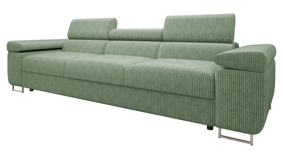SOFA Torezio 3 Cord - Hellgrün, Holz/Textil (263/90/102cm) - MIRJAN24