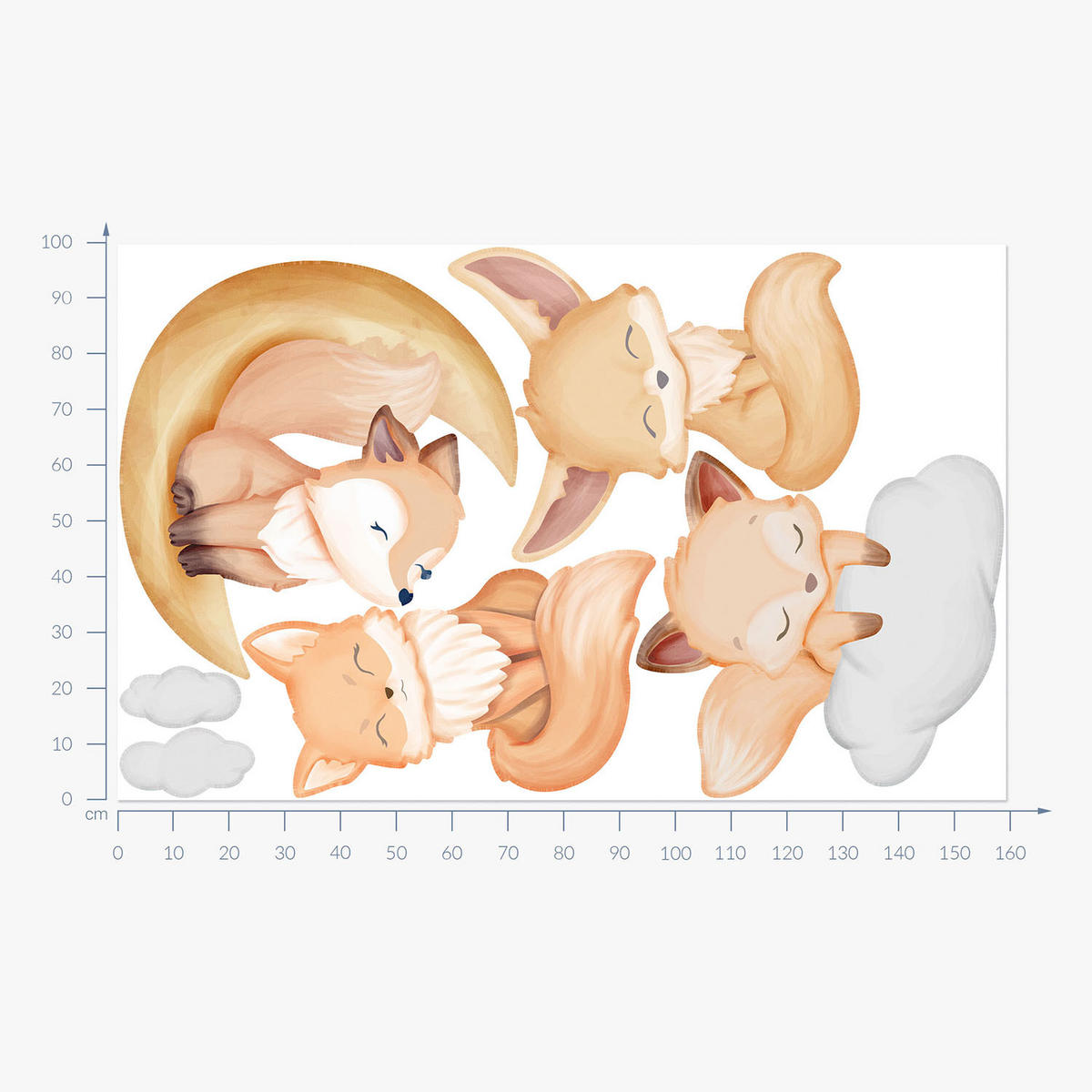 WANDAUFKLEBER 100x160cm - Aquarellfüchse - Multicolor, Kunststoff (100/160/0.1cm) - Wallfluent