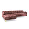 ECKSOFA links Mamaia aus Samt rosa 5 Sitzplätze - Pink, Textil (185/293cm) - Micadoni