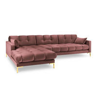 ECKSOFA links Mamaia aus Samt rosa 5 Sitzplätze - Pink, Textil (185/293cm) - Micadoni