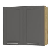KÜCHENHÄNGESCHRANK Kvantum W3/80 Graphit Matt / Eiche Artisan Matt 80 / 32,5 / 72cm - Graphitfarben/Eiche Artisan, Holz/Holzwerkstoff (80/72/32.5cm) - Feldmann-Wohnen