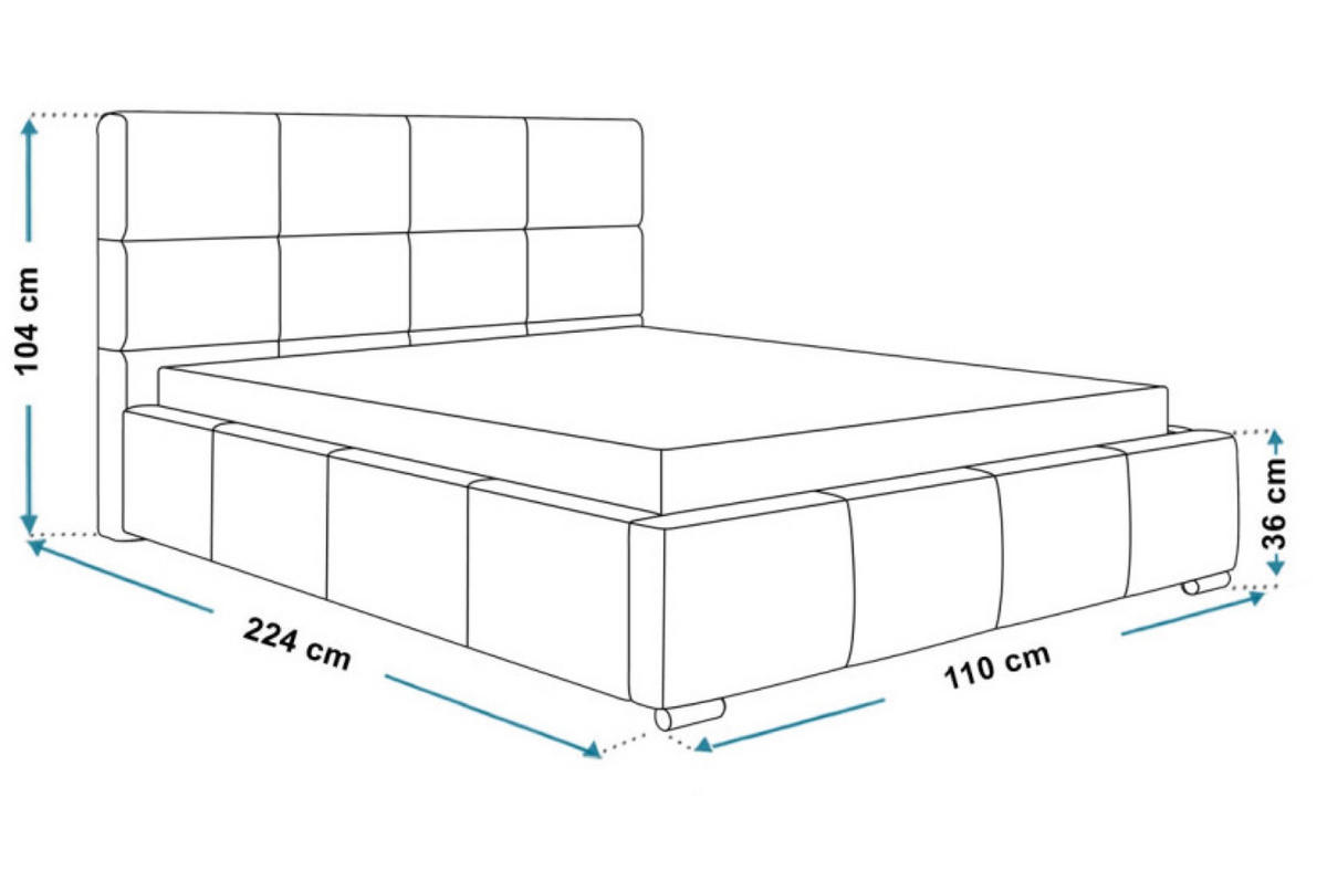 BETT Grau BEN 7 Tapiziert 90x200 cm - Dunkelblau, Textil (90/200cm) - Sepro Meble