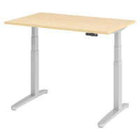 SCHREIBTISCH elektrisch XBHM 80/120/74 cm in Ahornfarben/Silberfarben - Silberfarben/Ahornfarben, Holzwerkstoff (80/120/74cm) - bümö