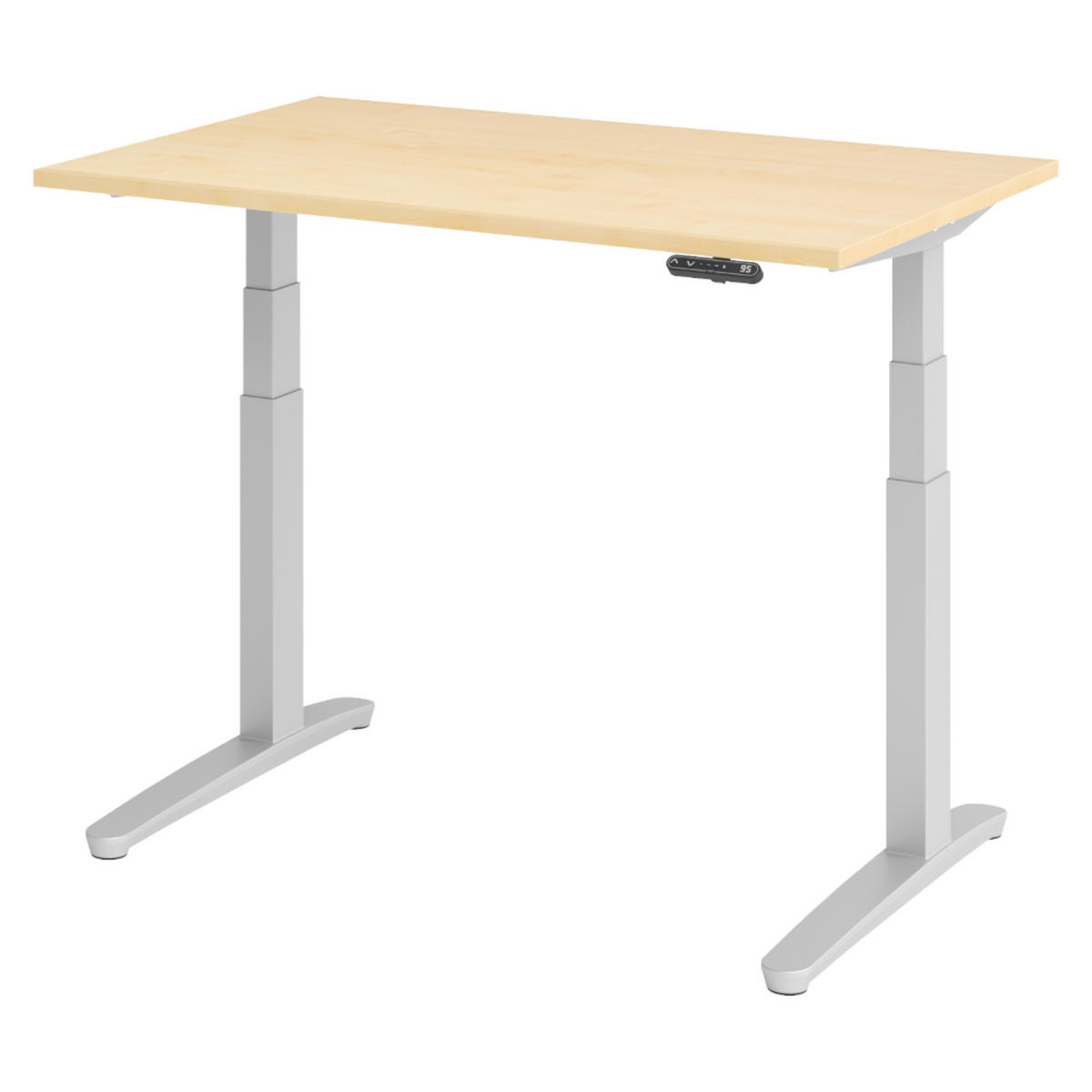 SCHREIBTISCH elektrisch XBHM 80/120/74 cm in Ahornfarben/Silberfarben - Silberfarben/Ahornfarben, Holzwerkstoff (80/120/74cm) - bümö