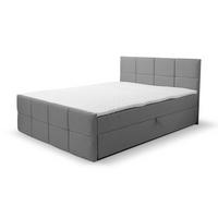 BOXBETT DORIS mit 2 Bettkästen, 180x200, Farbe: Grau, Velourstoff, mit Bonell-Matratze inkl. Topper - Grau, Holz/Kunststoff (180/200cm) - VENASI MÖBEL