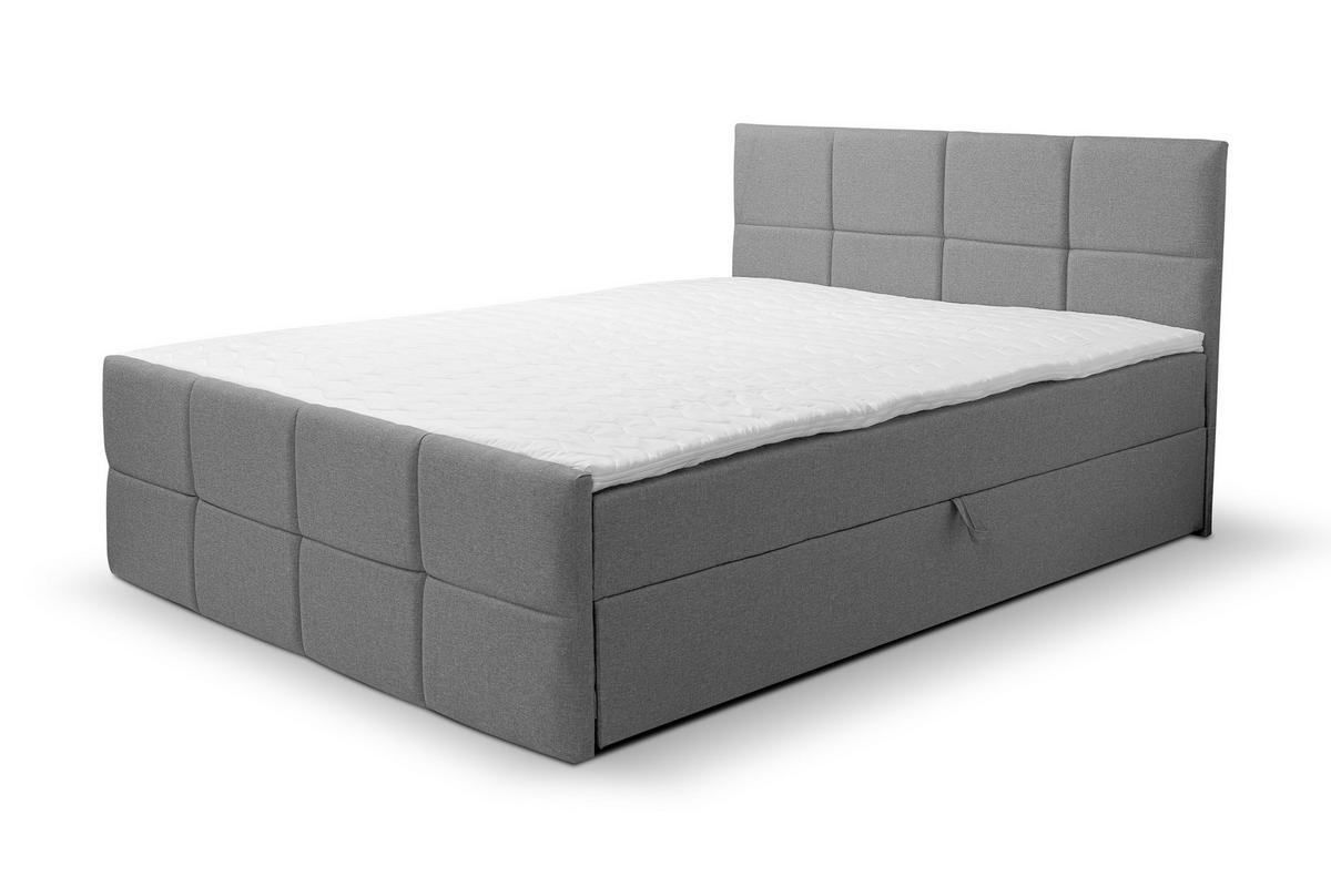 BOXBETT DORIS mit 2 Bettkästen, 180x200, Farbe: Grau, Velourstoff, mit Bonell-Matratze inkl. Topper - Grau, Holz/Kunststoff (180/200cm) - VENASI MÖBEL