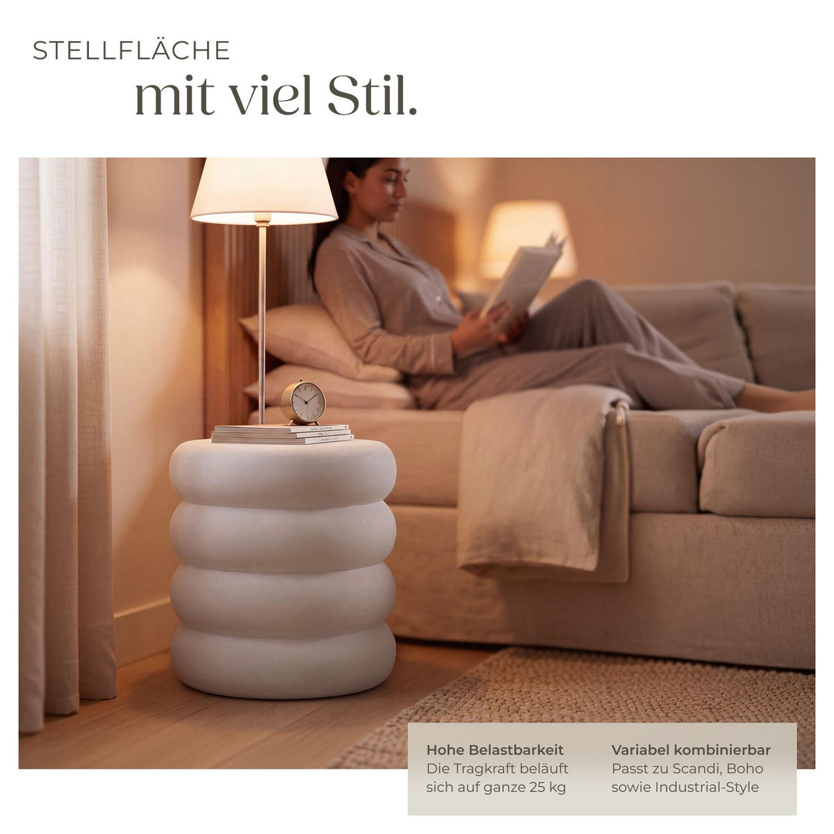 BEISTELLTISCH Adina, Ø 45 x 46 cm, creme - Creme, Keramik (45/45/46cm) - tectake