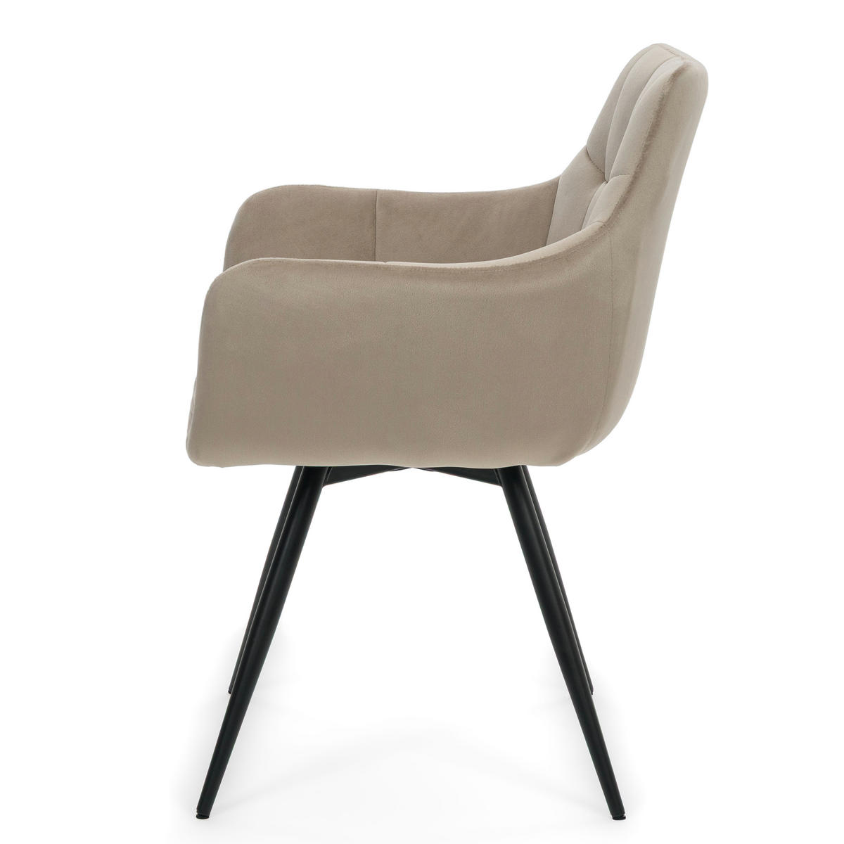 STUHL FANO drehbar gepolsterter mit Steppung - dunkelbeige - Velour - Hellbraun/Beige, Textil/Metall (58/83/59cm) - NEW HOME