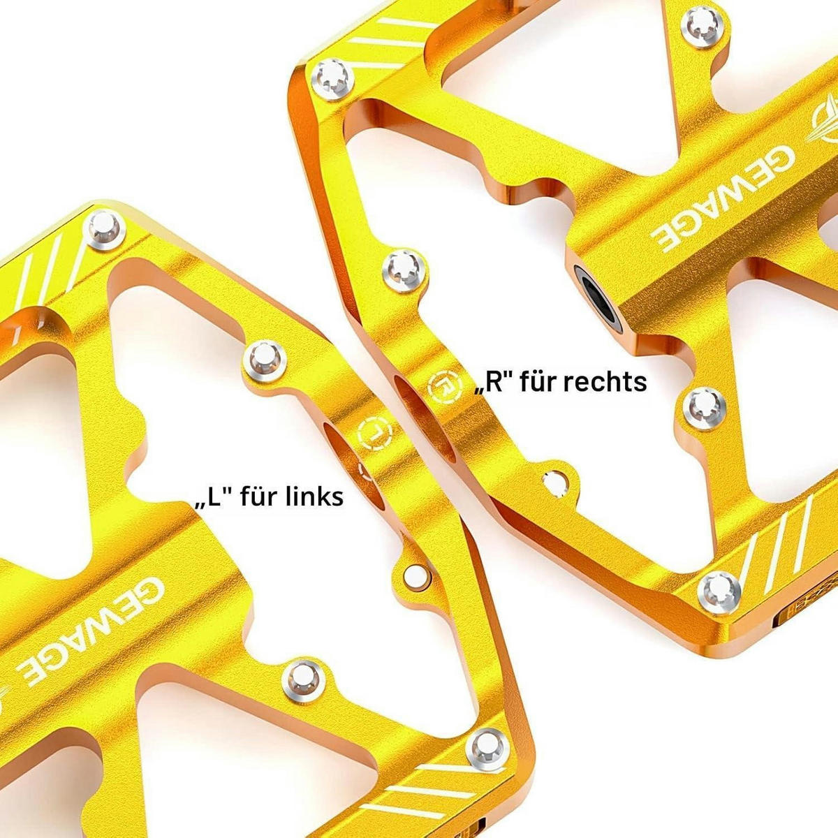 FAHRRADPEDALE Aluminium mit Reflektoren Gold - Goldfarben, Metall (9.8/1.5/10.1cm)