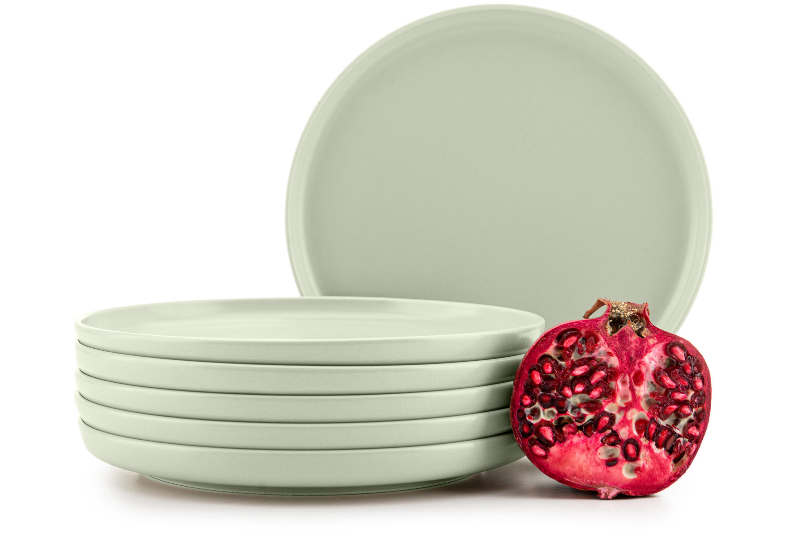 TELLER-SET VICTO 6-tlg Dessertteller, matt beige/grün/grau - Hellgrün, Keramik (20/2/20cm) - KONSIMO®