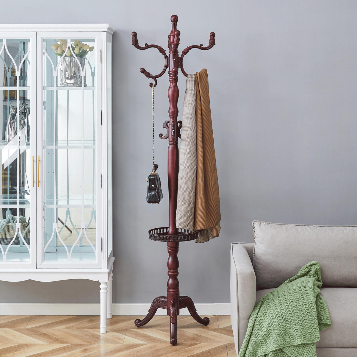 KLEIDERSTÄNDER mehrstöckig ca. 195 cm Massivholz Walnut - Braun, Metall (45/195/45cm) - Beauniv