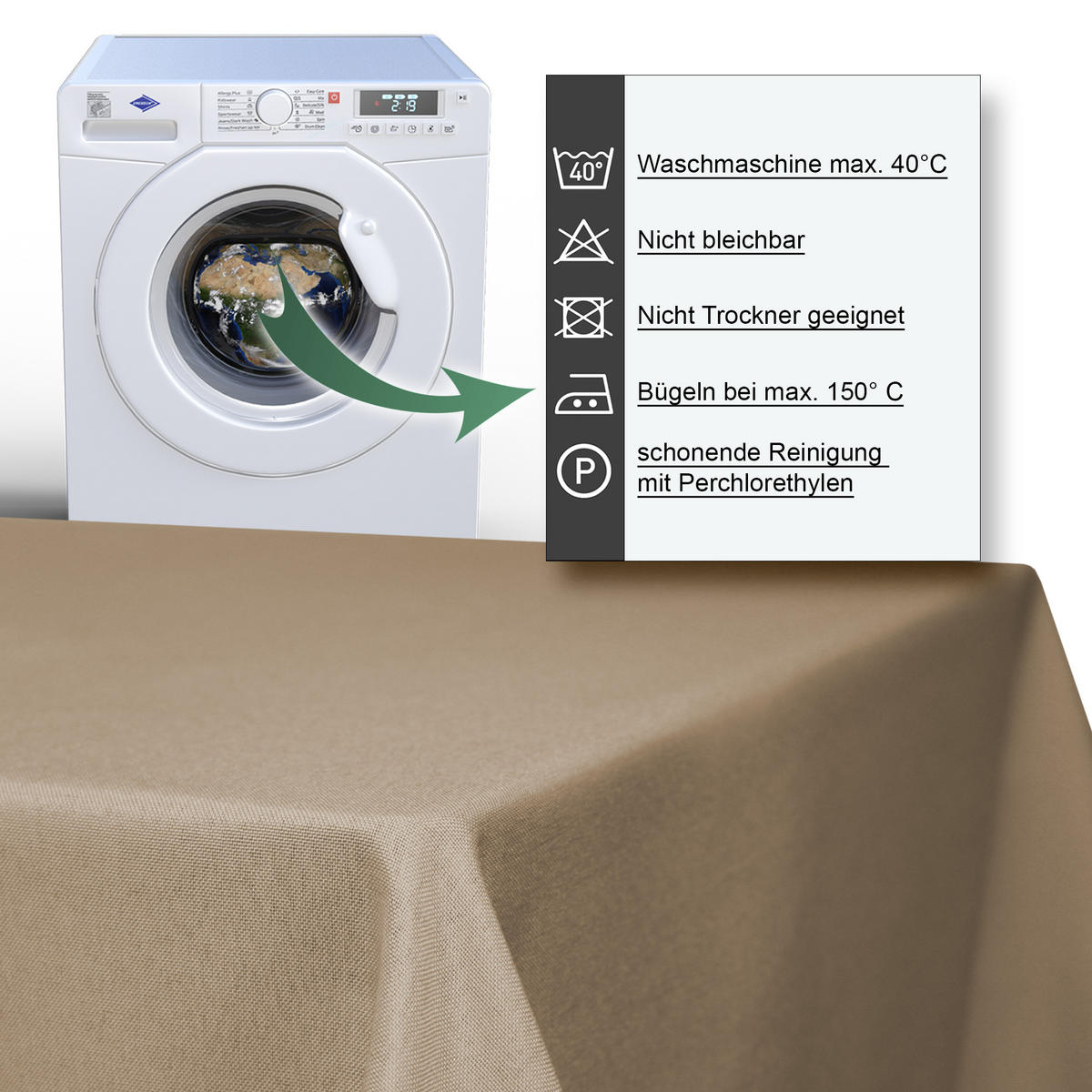 TISCHDECKE Leinenoptik 130/300 cm rechteckig Ecru - Ecru, Textil (130/300cm) - TiborTex