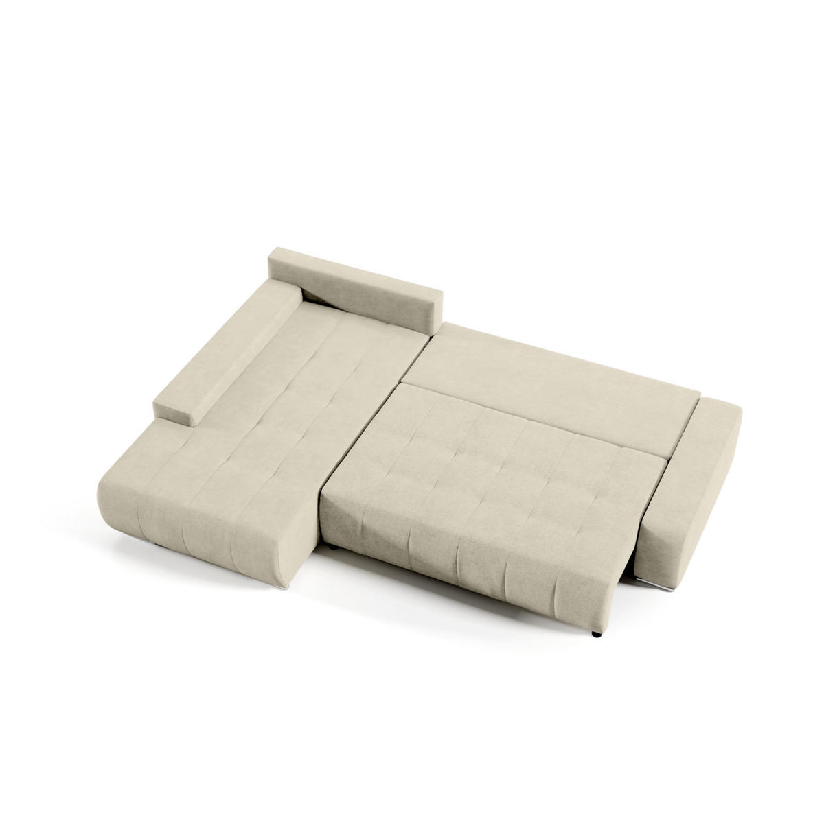 ECKSOFA mit Schlaffunktion Dhaka L, Vanille - Beige, Textil (185/265cm) - Fedve
