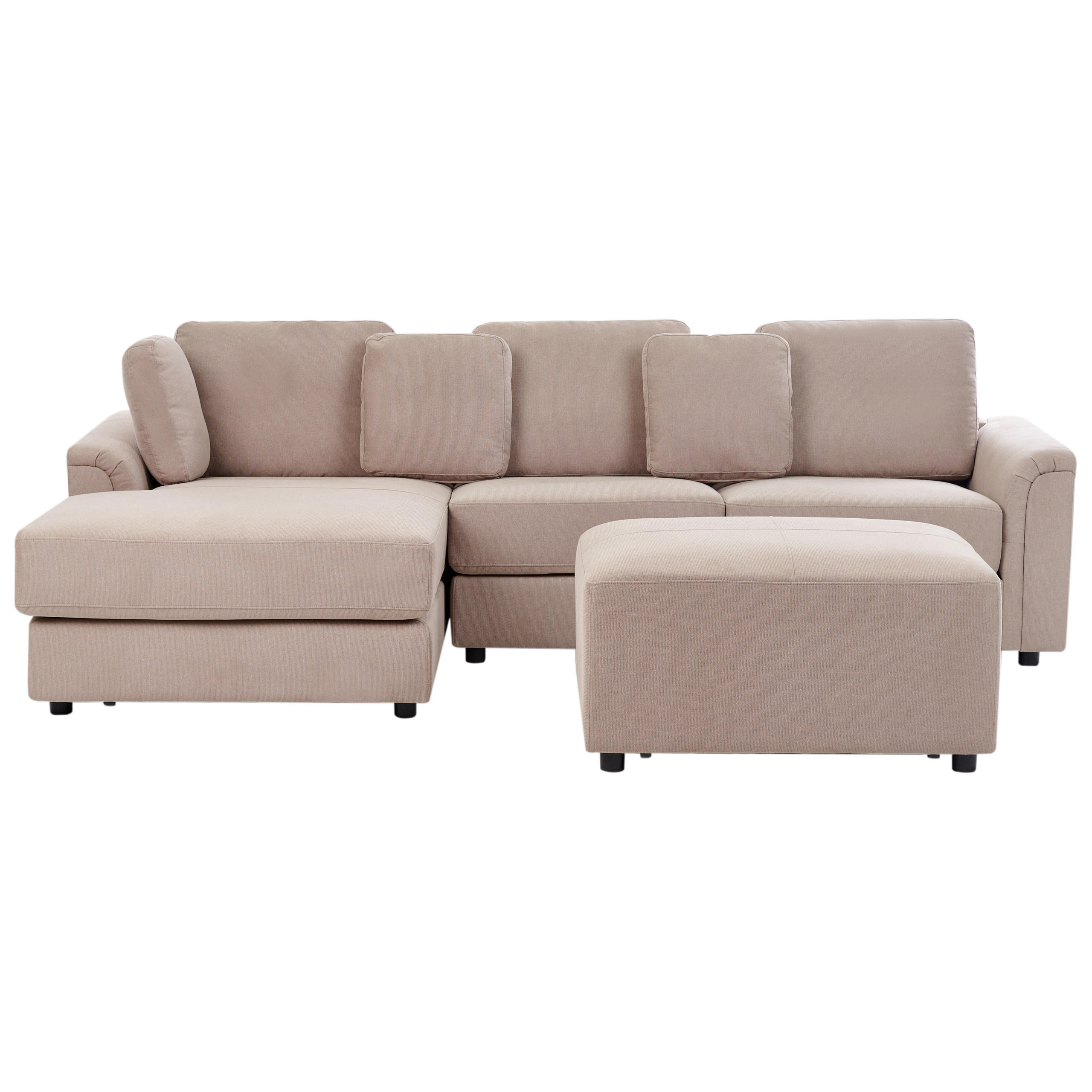 COLȚAR cu 4 locuri textil taupe cu otomană pe partea dreaptă Kohlo