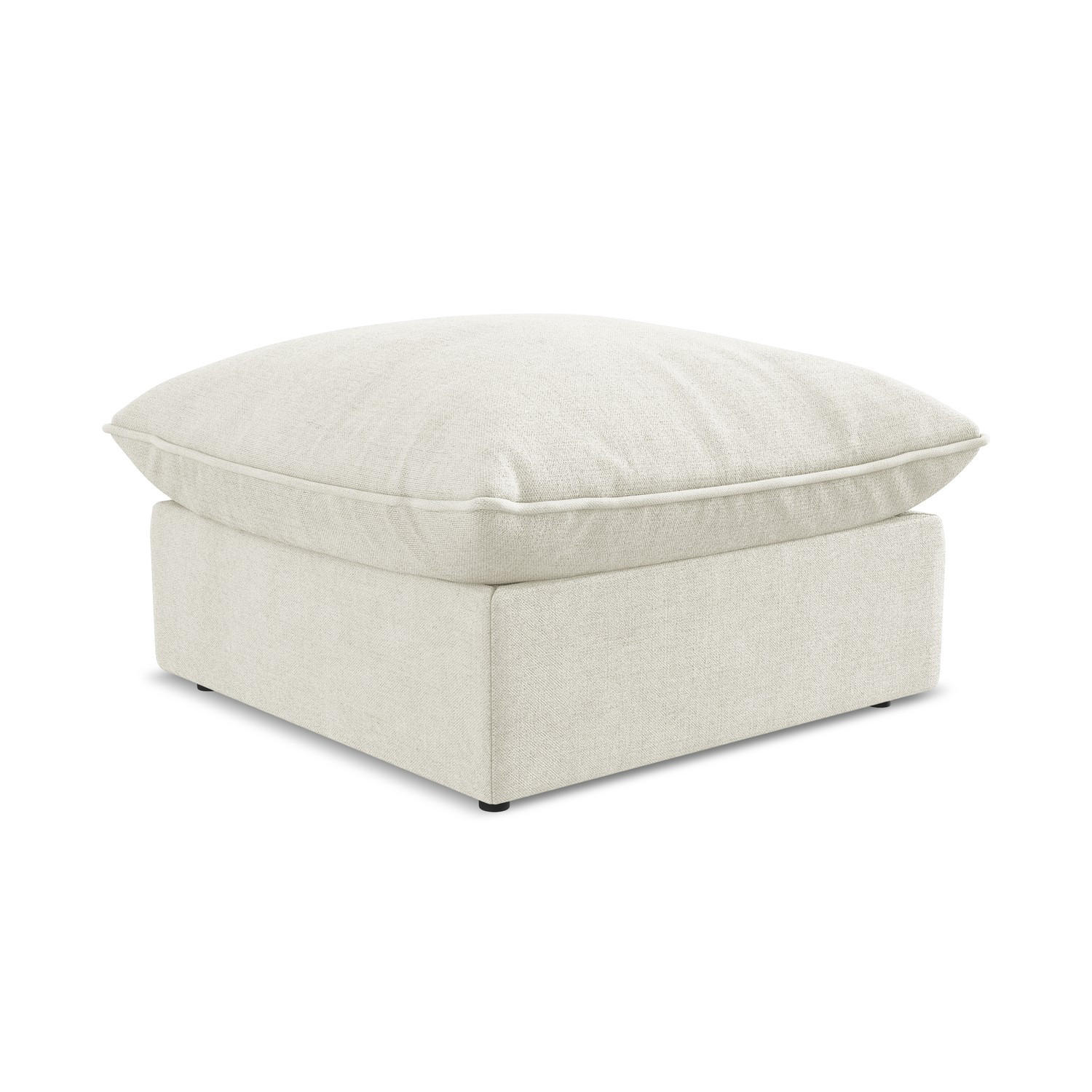 POUF Strukturstoff Beige - Beige/Schwarz, Holzwerkstoff/Kunststoff (75/45/75cm) - LaMiaSofa