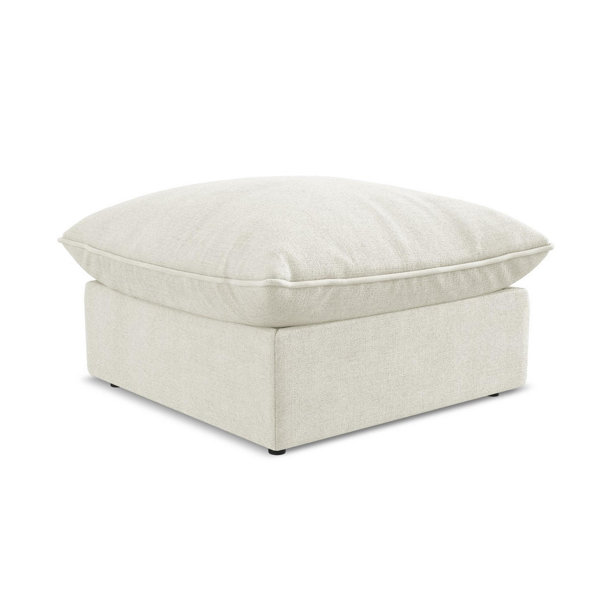 POUF Strukturstoff Beige - Beige/Schwarz, Holzwerkstoff/Kunststoff (75/45/75cm) - LaMiaSofa
