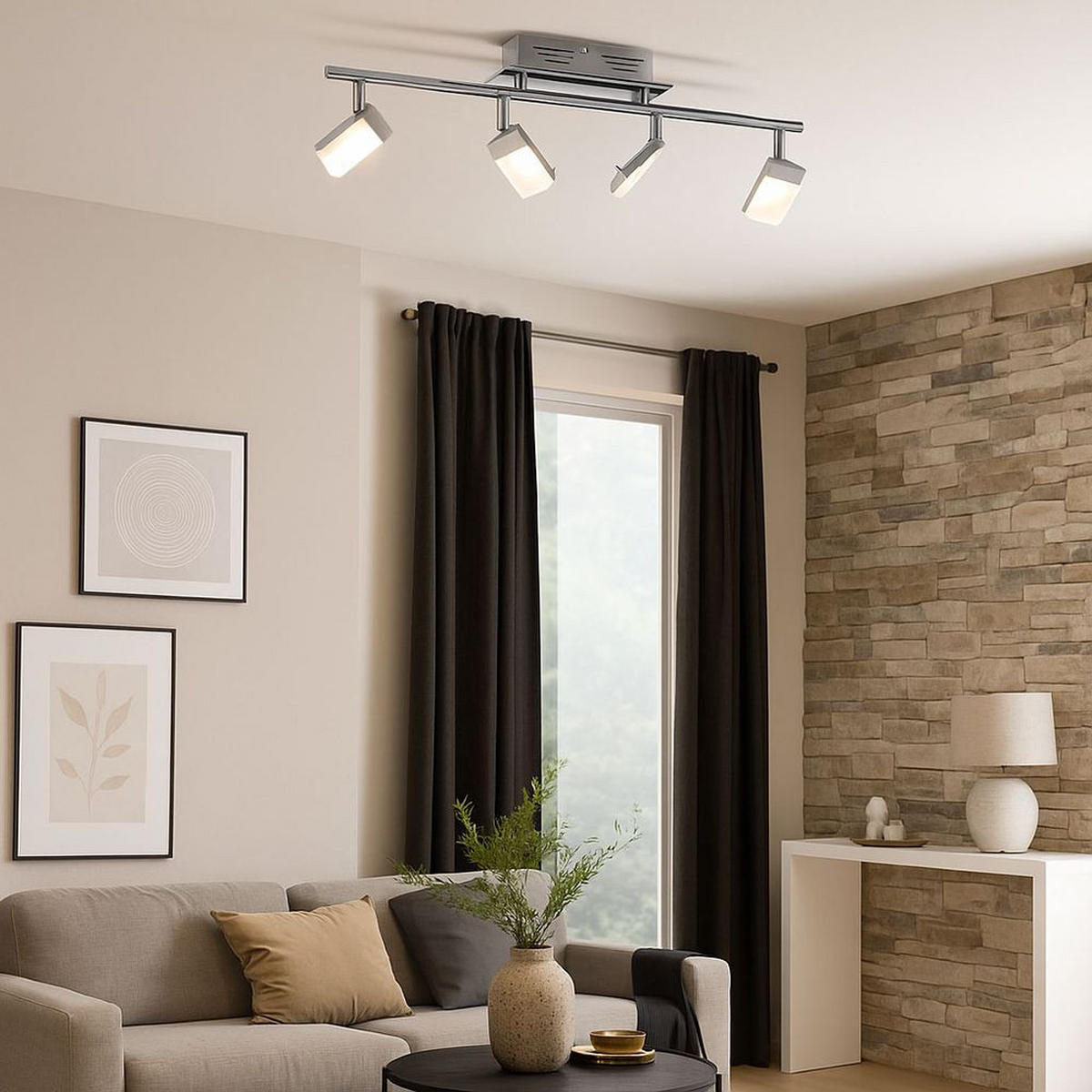 LED DECKENLEUCHTE Metall Chrom Silber - Silberfarben, Metall (67/17/17cm)