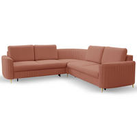 ECKSOFA LAREN, modernes Schlafsofa mit Stauraum, Plastikfüße, L-förmig, lose Rückenkissen freistehend, LINKS 251x252x85 cm Rose - Rosa, Holz/Textil (251/252cm) - DomoHome