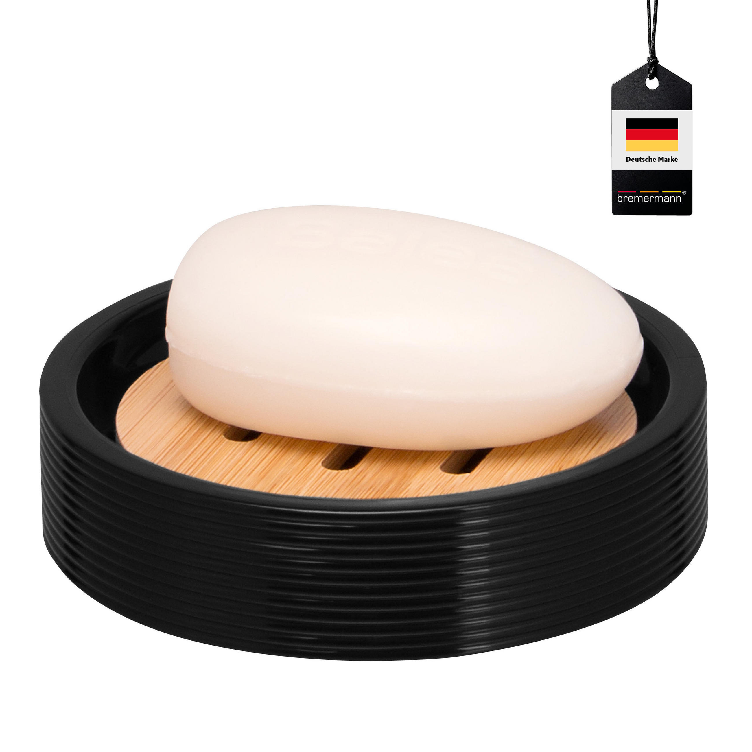 SEIFENSCHALE SEGNO, schwarz - Schwarz, Kunststoff (11.6/2.8/11.6cm) - bremermann