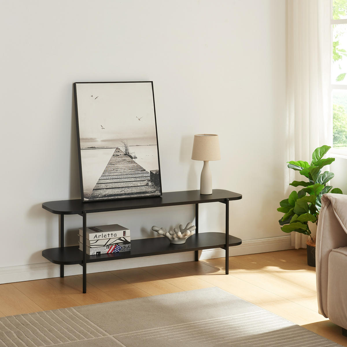 TV-ELEMENT Samnanger - Schwarz, Metall (120/45/40cm) - [en.casa]