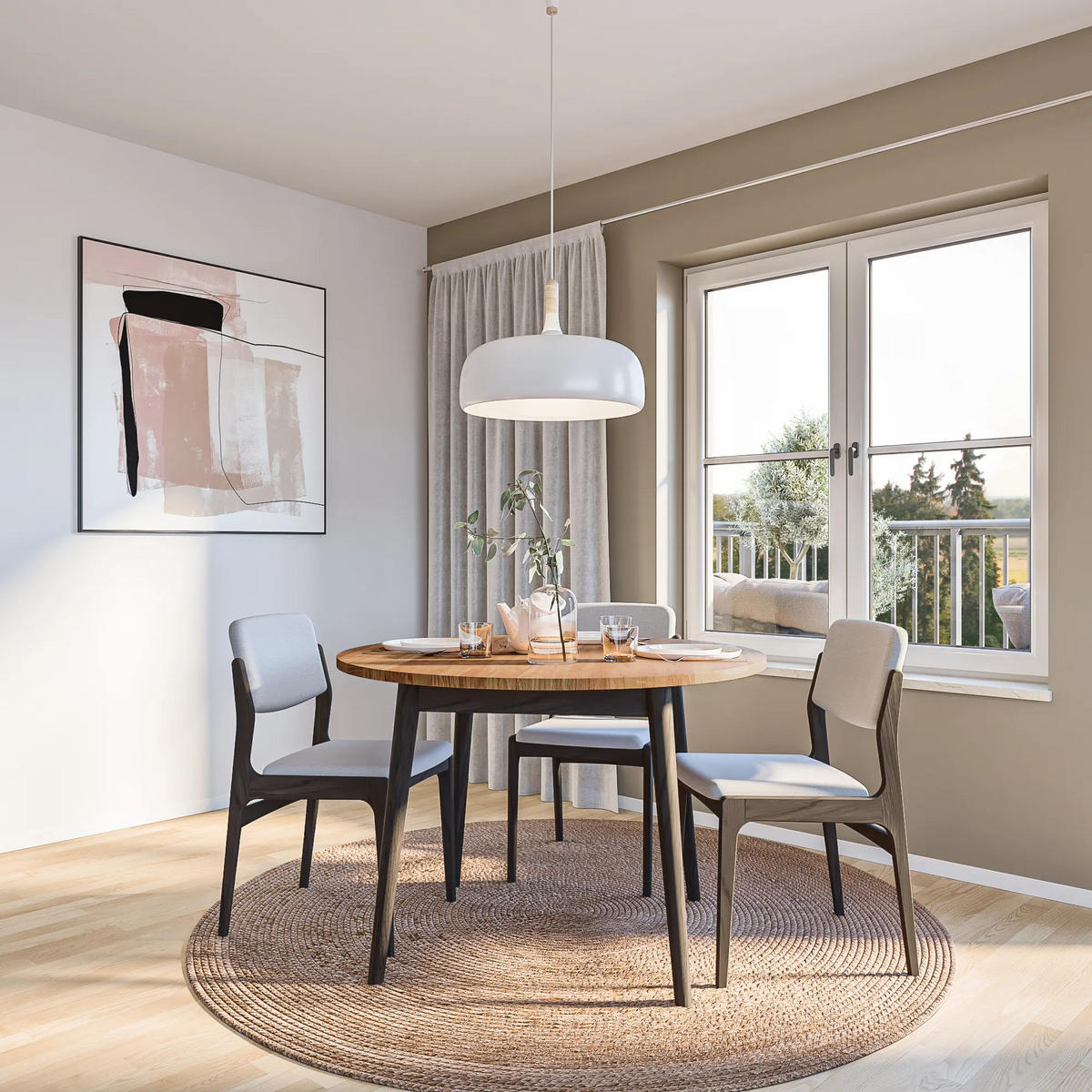 ESSTISCH Bo d108 + Verlängerung, Schwarz - Beige, Holz (108/108/75cm) - WOODEK