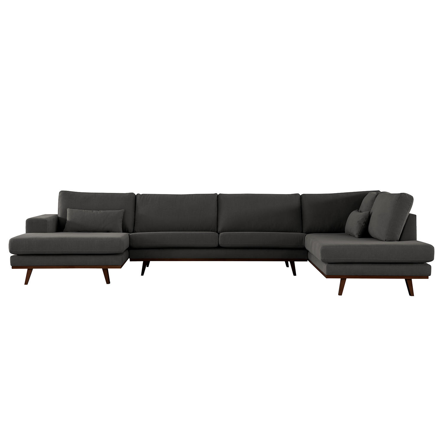 WOHNLANDSCHAFT mit Longchair - Anthrazit/Buchefarben, Textil (371/81/219cm) - home24