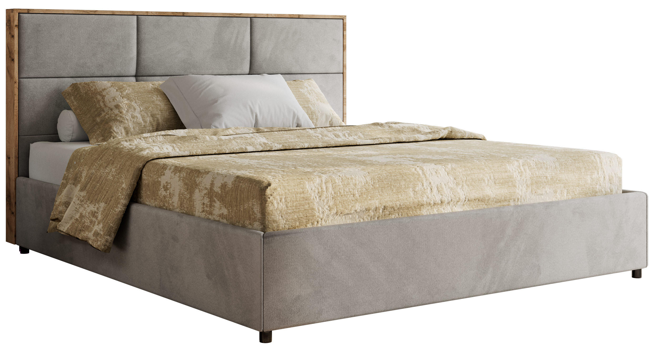 POLSTERBETT LERIO CLASSIC 200/200 - Hellgrau Velvet - Schaum-Matratze - Hellgrau, Textil (200/200cm) - MKS