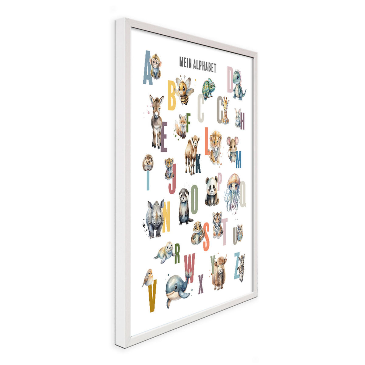 POSTER mit Rahmen 40x50 cm Alphabet Tiere pastell - Multicolor, Holz (41/51/2cm) - artissimo