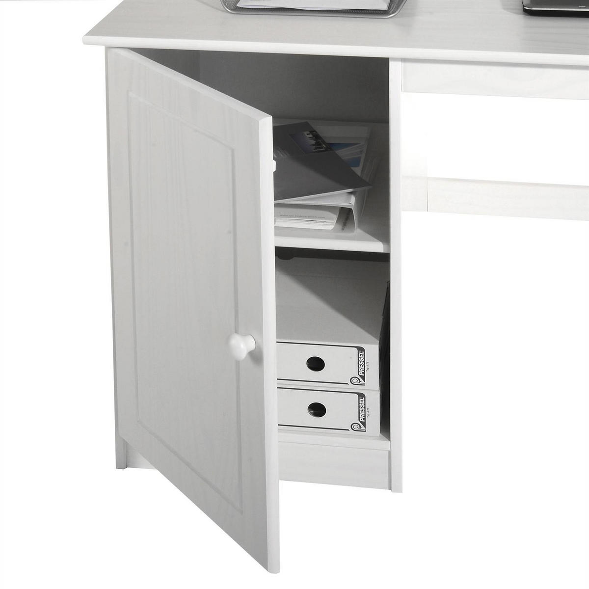 SCHREIBTISCH MANAGER - Weiß, Holz (54/145/73cm) - IDIMEX