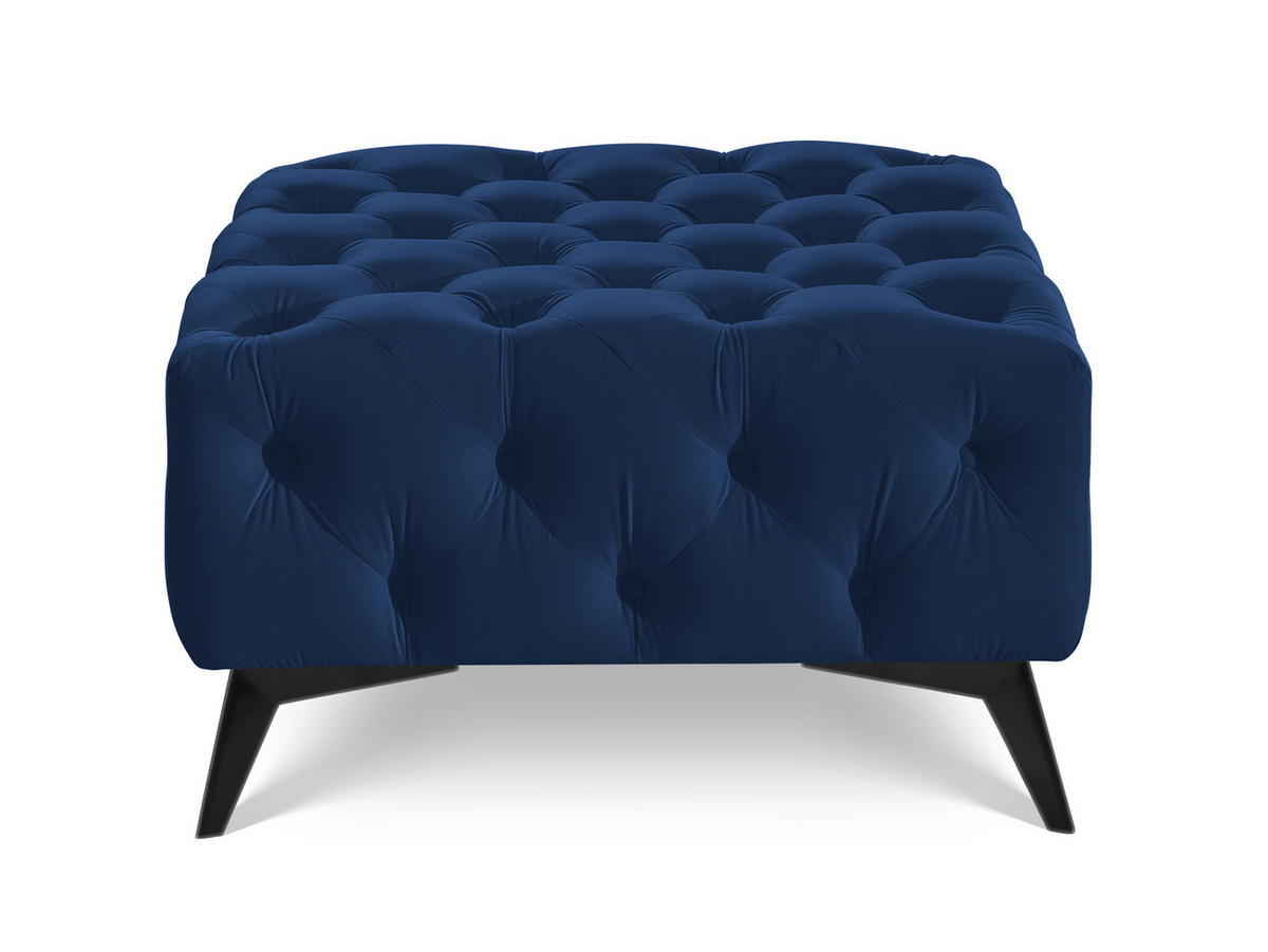 HOCKER Chesterfield Whitby Marineblau Samt mit schwarzen Füßen - Blau/Schwarz, Holz/Textil (80/45/80cm) - S-Style Möbel