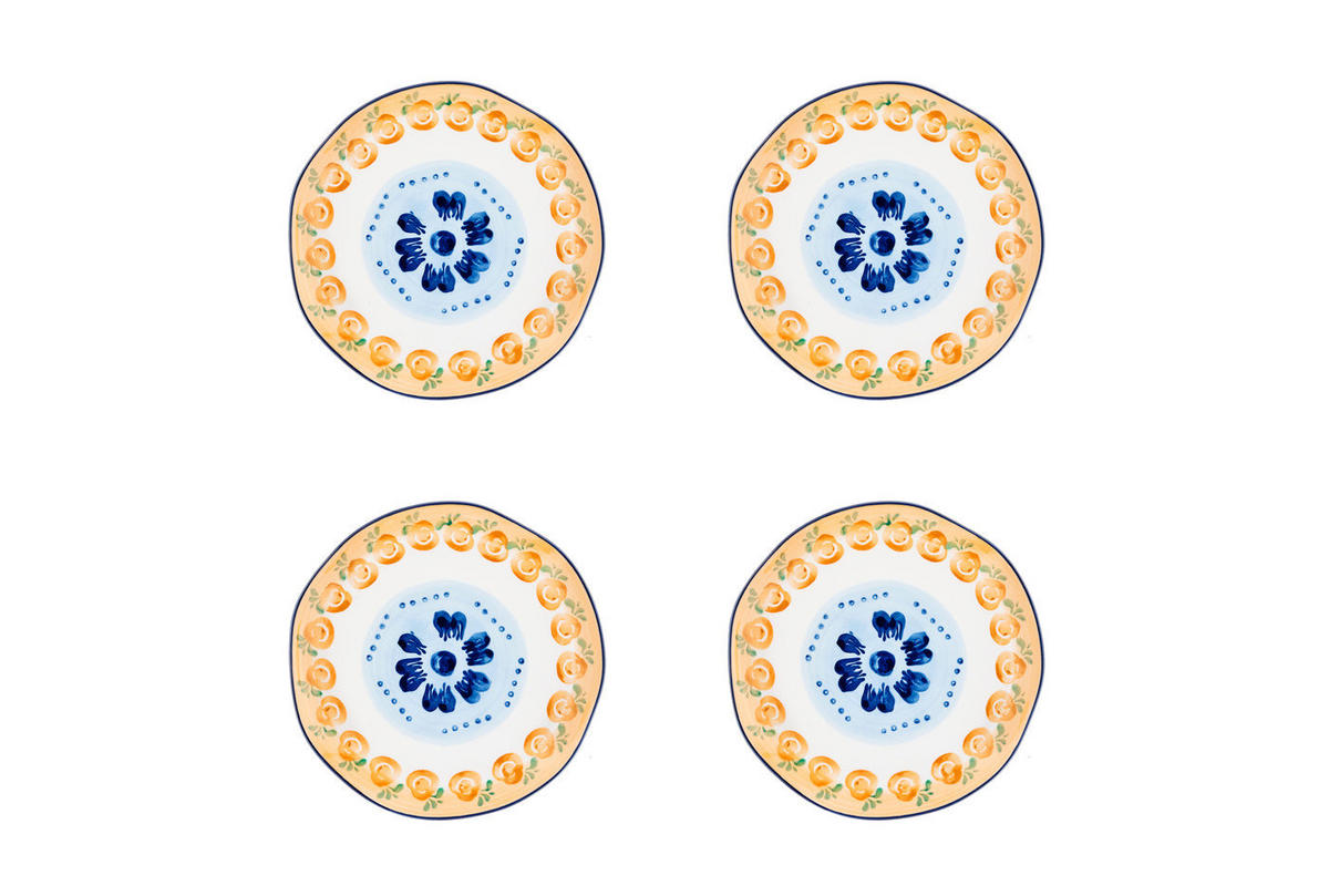 TELLER Napoli Ø20cm - 4er-Set - Zitrusfrucht - Weiß, Keramik (20cm) - Björn