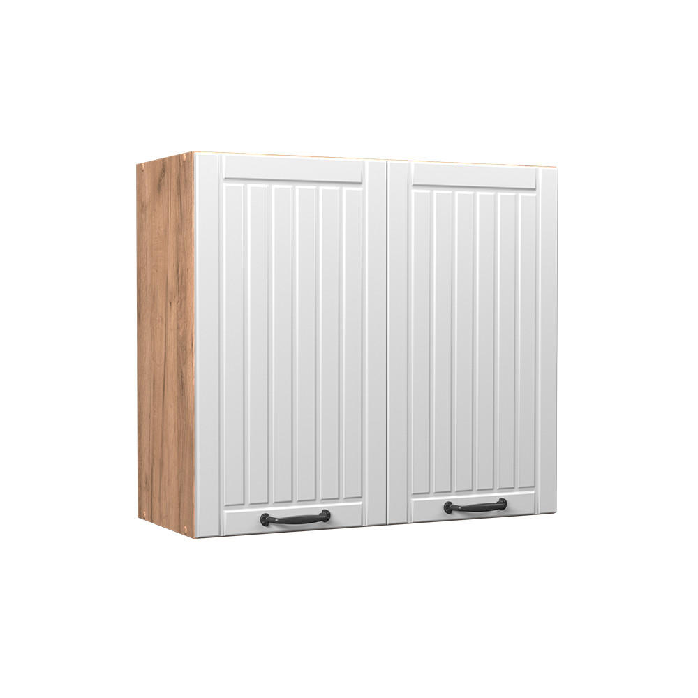 SKLENĚNÁ KUCHYŇSKÁ SKŘÍŇKA Fame-Line Bílý venkovský dům - bílá/medově dubová, kompozitní dřevo (80/72/34.1cm) - Vicco