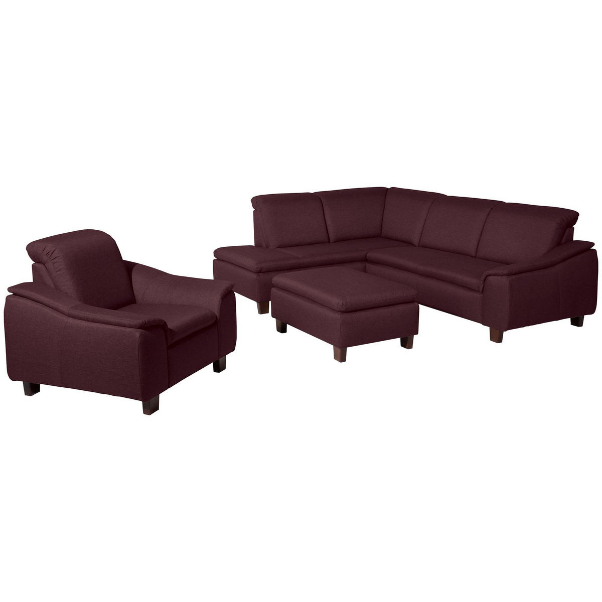 ECKSOFA mit Ottomane links Kaylil Flachgewebe burgund - Bordeaux, Kunststoff (187/247cm) - 58aufmkessel