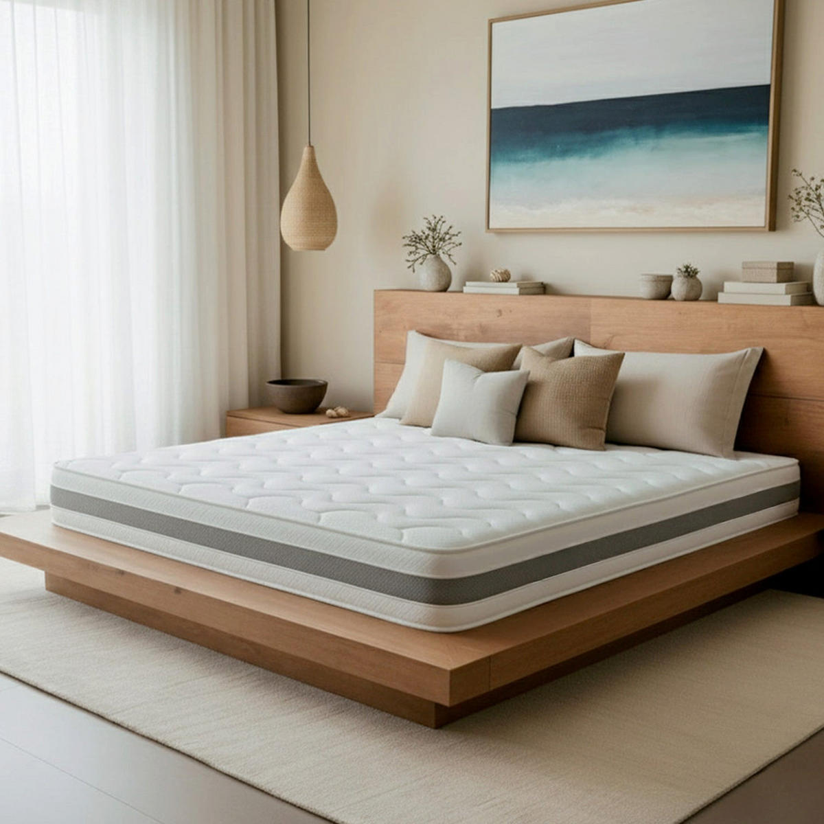 MATRATZE 120x200 | Thermosensibler Waterfoam, Hohe Festigkeit, Atmungsaktiv und Allergikerfreundlich - Weiß, Textil (120/200cm) - The White Stone